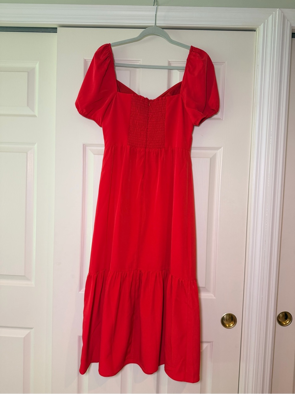 Adrianna Papell Red Maxi Dress with Puff Sleeves - Picture 3 of 4